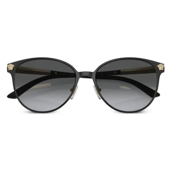 Versace VE2168 Sunglasses black frames polarized lenses gold Medusa temples